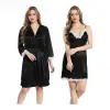 Fancyra Women Satin Nighty Sleepwear Nightdress Set With Robe Free Size