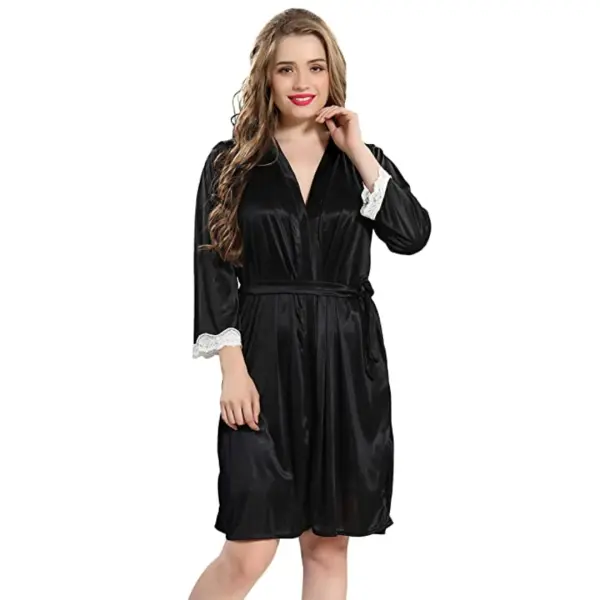 Fancyra Women Satin Nighty Sleepwear Nightdress Set With Robe Free Size - Image 5