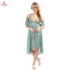 Fancyra Women Satin Pista Short Nighty with Lace and Robe