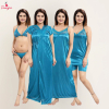 Fancyra Women Satin Silk Solid 6 Pieces Sleepwear Nightwear Set