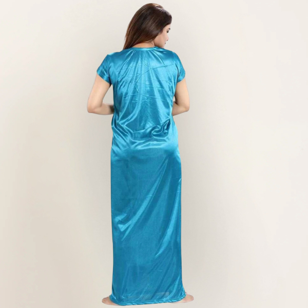 Fancyra Women Satin Silk Solid 6 Pieces Sleepwear Nightwear Set - Image 4