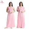 Fancyra Women Satin Solid 2 Piece Nighty with Robe Nightwear Set Free Size