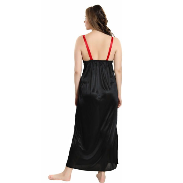 Fancyra Women Satin Solid Maxi Sleepwear Nightwear Long Nighty - Image 3
