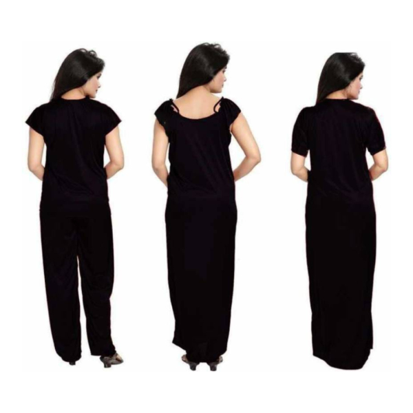 Fancyra Women Satin Solid Night Suit Nighty and Robe Women Full Length Set - Image 3