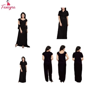 Fancyra Women Satin Solid Night Suit Nighty and Robe Women Full Length Set