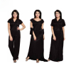 Fancyra Women Satin Solid Night Suit Nighty and Robe Women Full Length Set