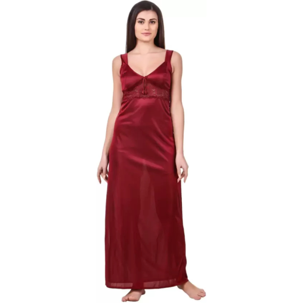 Fancyra Women Satin Solid Nighty Nightwear Set And Wrap Gown Half Sleeve Free Size - Image 3