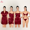 Fancyra Women Satin Solid Pack of 6 Sleepwear Nightwear Set