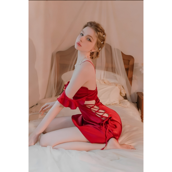 Fancyra Women Satin Two Piece Set Inner Nighty with Robe Nightwear - Image 4