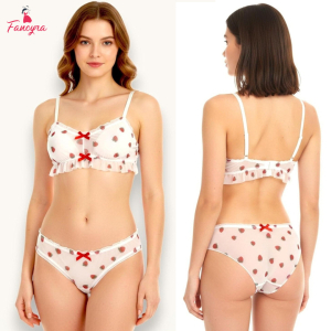 Fancyra Women See Through Printed Non-Wired Mid-Rise Lingerie Bra Panty Set