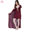 Fancyra Women Set of 2 Pieces Elegant Short Inner Nighty with Long Outer Robe Nightwear