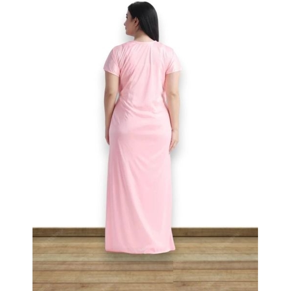 Fancyra Women Set of 2 Pieces Satin Solid Lace Trim Sleepwear Nightwear Set - Image 3