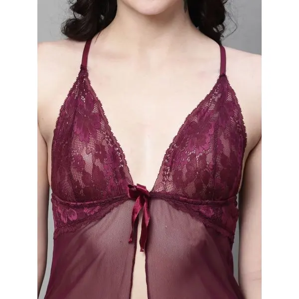 Fancyra Women Sheer Long Hot Nighty Baby Doll Lingerie - Image 2