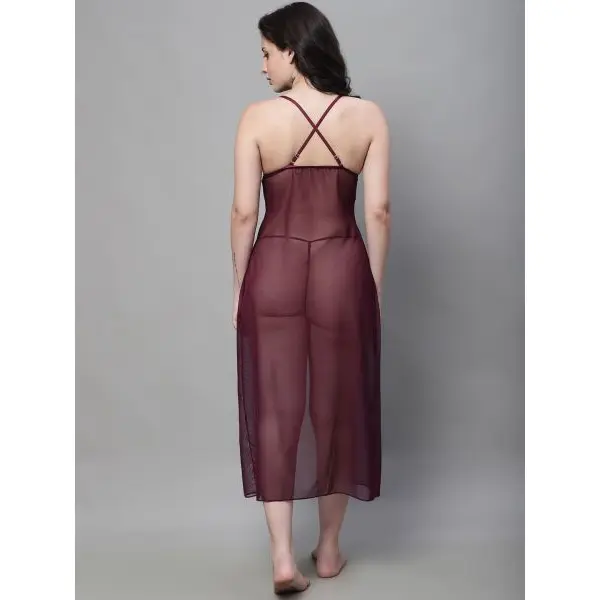 Fancyra Women Sheer Long Hot Nighty Baby Doll Lingerie - Image 4