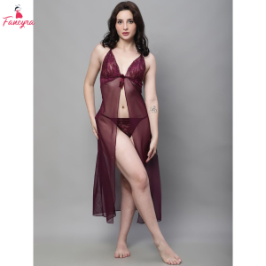 Fancyra Women Sheer Long Hot Nighty Baby Doll Lingerie