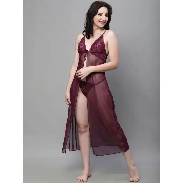 Fancyra Women Sheer Long Hot Nighty Baby Doll Lingerie - Image 5
