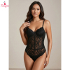 Fancyra Women Sheer Self Design Nightwear Bodysuit Lingerie