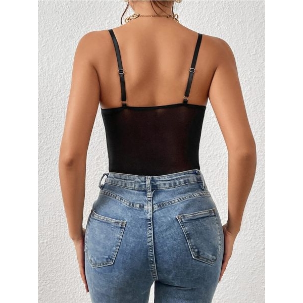 Fancyra Women Sheer Self Design Nightwear Bodysuit Lingerie - Image 4