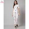 Fancyra Women Short Sleeve Printed T-Shirt & Joggers Pajama Set