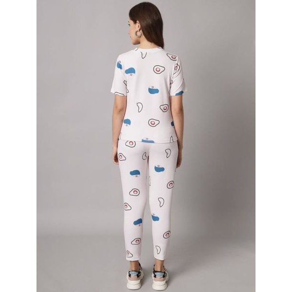 Fancyra Women Short Sleeve Printed T-Shirt & Joggers Pajama Set - Image 4