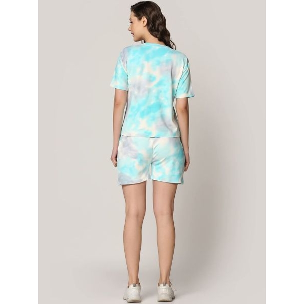 Fancyra Women Short Sleeves Printed T-shirt & Shorts Pajama Nightwear Set - Image 4
