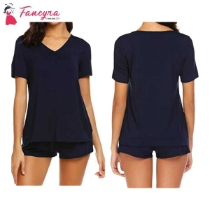 Fancyra Women Shorts Pajama Set Nightwear Free Size Blue Color