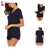 Fancyra Women Shorts Pajama Set Short Sleeve Sleepwear Nightwear Free Size Blue Color