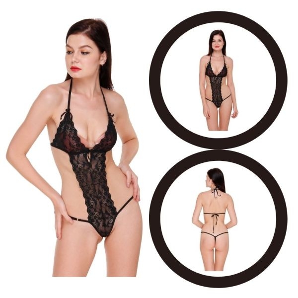Fancyra Women Sleepwear Babydoll Lingerie Free Size Black Color - Image 3