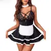 Fancyra Women Sleepwear Honeymoon Babydoll Maid Costume Lingerie Dress Free Size