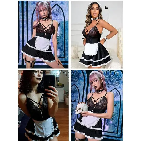 Fancyra Women Sleepwear Honeymoon Babydoll Maid Costume Lingerie Dress Free Size - Image 4