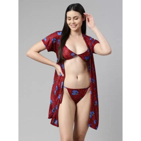 Fancyra Women Sleepwear Nightwear Nighty with Robe Swimwear Bikini Set - Image 3