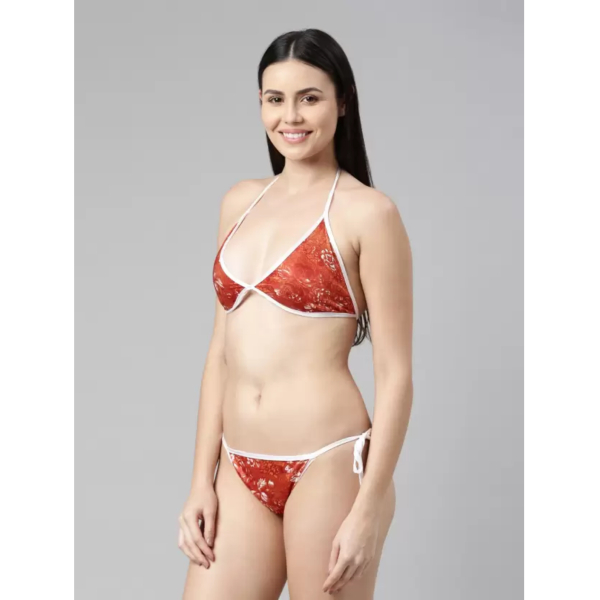 Fancyra Women Sleepwear Nightwear Printed Nighty with Robe Swimwear Bikini Set Free Size - Image 4