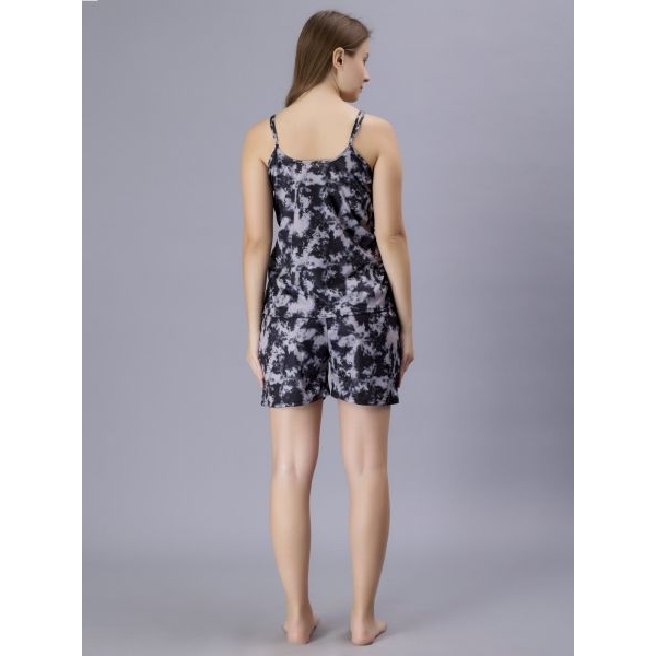 Fancyra Women Sleeveless Printed Night suit Tee and Shorts Pajama Set - Image 4