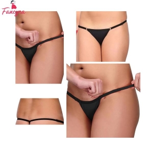 Fancyra Women Soft Comfortable Black Adjustable G-String Thong Panty For Women