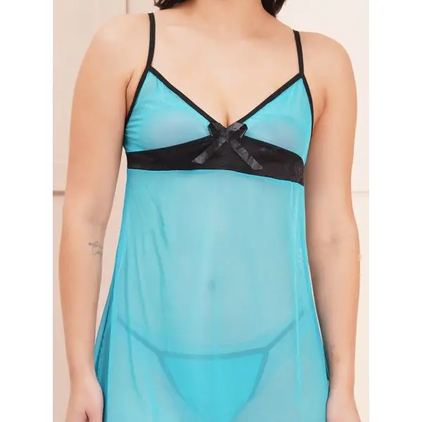 Fancyra Women Soft Elegant Net Floral Lace Babydoll Lingerie With G String - Image 2