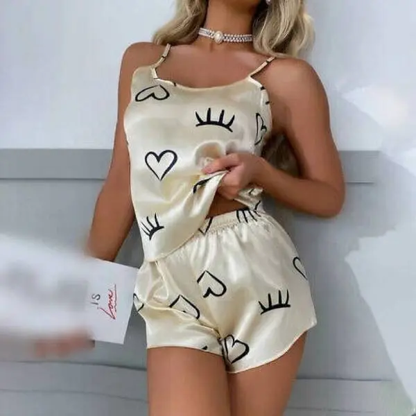 Fancyra Women Soft Fabric Heart Printed Regular Nightwear Pajama Set - Image 4