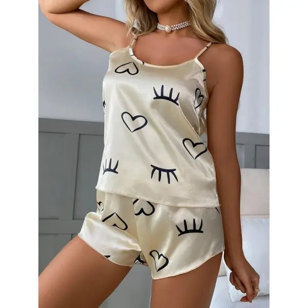Fancyra Women Soft Fabric Heart Printed Regular Nightwear Pajama Set - Image 5
