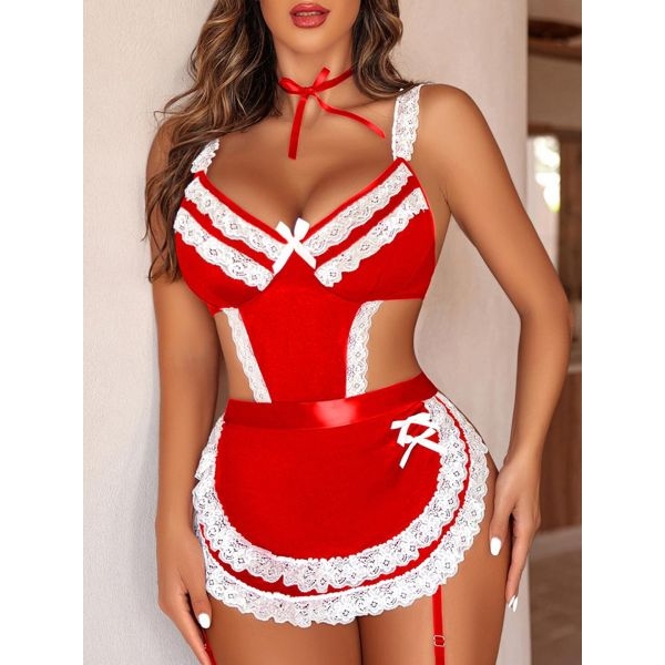 Fancyra Women Soft Maid Roleplay Elegant Bodysuit Lingerie Nighty - Image 4
