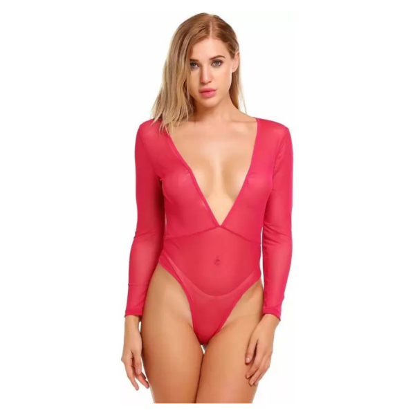 Fancyra Women Soft Net Babydoll Lingerie Bodysuit Free Size Pink Color - Image 4