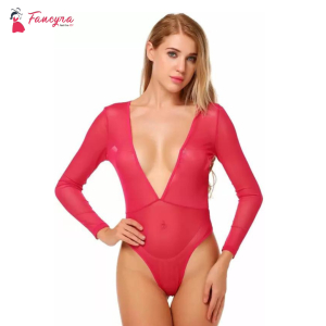 Fancyra Women Soft Net Babydoll Lingerie Bodysuit Free Size Pink Color