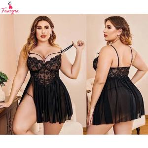 Fancyra Women Soft Net Lace Black Babydoll Lingerie