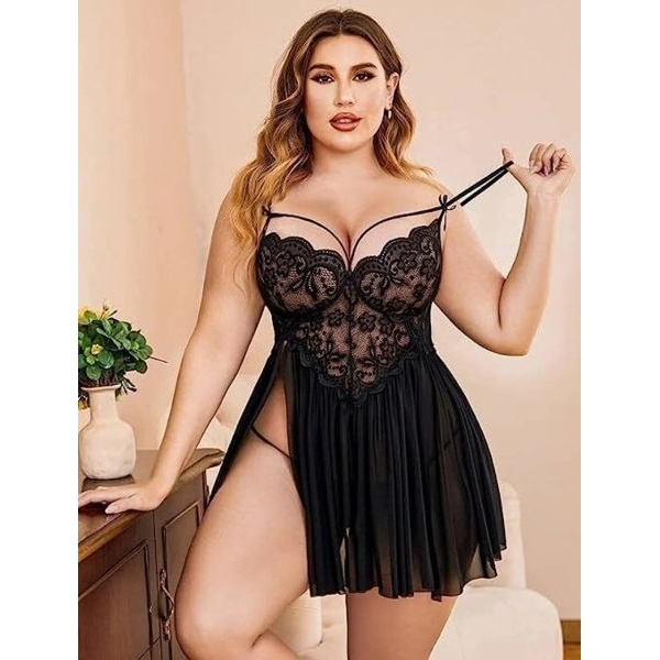 Fancyra Women Soft Net Lace Black Babydoll Lingerie - Image 5