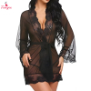 Fancyra Women Soft Net Lace See Through NIghtwear Bathrobe Lingerie