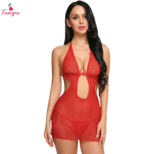 Fancyra Women Soft Net Transparent Baby doll Lingerie Dress Nightwear