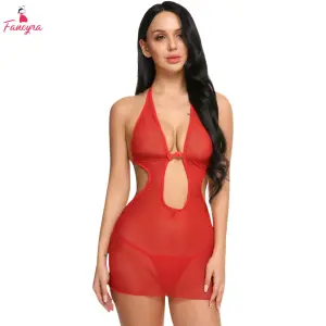Fancyra Women Soft Net Transparent Baby doll Lingerie Dress Nightwear