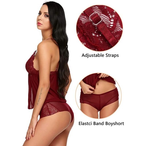 Fancyra Women Soft Net Transparent Camisole Tops and Shorts Lingerie - Image 3