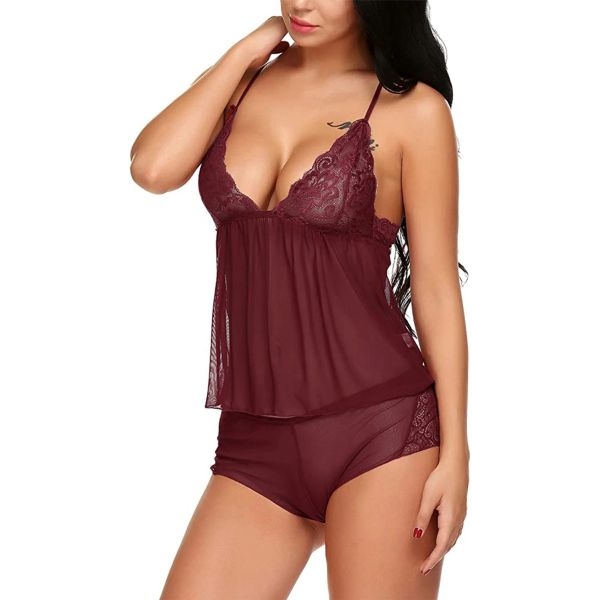 Fancyra Women Soft Net Transparent Camisole Tops and Shorts Lingerie - Image 4
