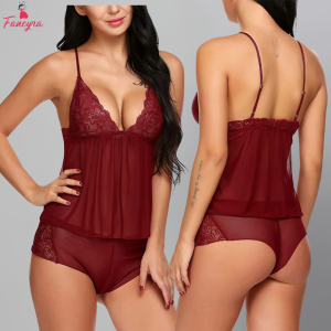 Fancyra Women Soft Net Transparent Camisole Tops and Shorts Lingerie