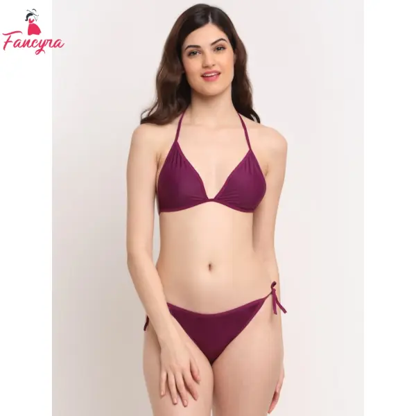 Fancyra Women Soft Non Padded Bra Panty Lingerie Swimwear Bikini Set Free Size - Image 2