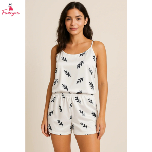 Fancyra Women Soft Printed Nightwear Top and Shorts Pajama Set